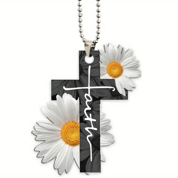 NEW 1 piece  Cross wing rose, daisy  car rear view mirror accessories - Picture 6 of 6